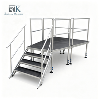 Système d'équipement de scène en aluminium, scène mobile, plateforme de scène portable avec escaliers et garde-corps pour l'extérieur et l'intérieur