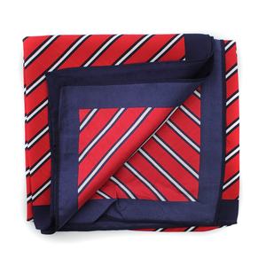 चीन थोक लक्जरी 90 सेमी लाल सफेद धारीदार ब्लॉक महिलाओं बैग कस्टम प्रिंटिंग 90x90 बड़े वर्ग रेशम पट्टी स्कार्फ - Product Image 2