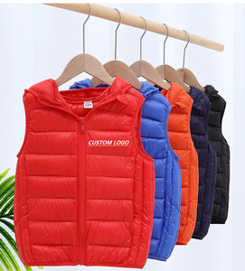 2024 enfant <span class=keywords><strong>sans</strong></span> manches veste léger hiver chaud vers le bas rembourré gilet pour garçons et filles matelassé fermeture éclair à capuche bouffant gilet - Product Image 1