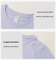 T-shirt de sport athlétique à manches courtes pour femme, respirant avec petits trous, séchage rapide, sensation de fraîcheur, idéal pour la course et l'entraînement en salle de sport