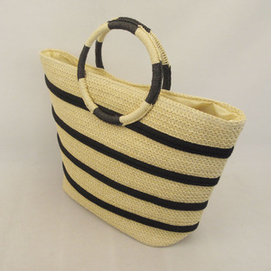 <span class=keywords><strong>Sac</strong></span> de plage tendance en paille de papier naturelle tressée, <span class=keywords><strong>sac</strong></span> fourre-tout en <span class=keywords><strong>corde</strong></span> de coton à rayures, poignée ronde - Product Image 2