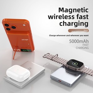 Batterie externe sans fil 22,5 W en alliage pour charge magnétique rapide avec support pour montre et écouteurs – Source d'alimentation mobile en gros - Product Image 1