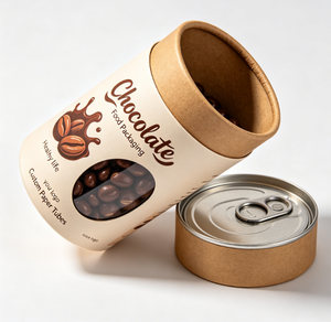 Custom Food-grade Craft Paper Tube Packaging With <b>Window</b> For Chocolate Recyclable Food Container Four-Color Printing Logo Design - Product Image 4