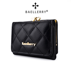 กระเป๋าสตางค์สั้นผู้หญิง Baellerry สีน้ำตาล ลายเย็บเพชร แบบสามพับ ใส่เหรียญ แฟชั่น ใช้ได้ทุกวัน - Product Image 5