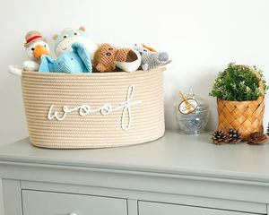 Woof bền bông sợi dây thừng con chó đồ chơi lưu trữ giỏ xử lý lớn Pet đồ chơi bin nhai đồ chơi chăn Dây Xích tổ chức con chó con Thùng - Product Image 4