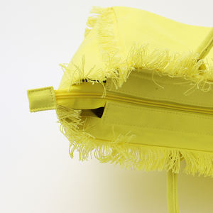 <span class=keywords><strong>Borsa</strong></span> Tote da Spiaggia Casual da Donna di Grande Capacità in Tela Impermeabile con Frange in Cotone Nappa e Ricamo Lettere Fai da Te - Product Image 4