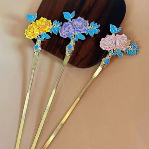 Palillos para el Cabello con Flores, Pasadores de Pelo con Esmalte de Peonía, Estilo Chino Antiguo, Palillo para el Cabello Delicado, Joyería Elegante de Alta Gama para Mujer - Product Image 2