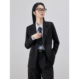 Women's Grey Suit Set Full Sleeve Worsteds Anti-Wrinkle Office Lady Leisure Commuting Interview Autumn Wear - Product Image 3
