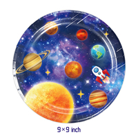 Décorations d'anniversaire sur le thème de l'espace pour la fête prénatale d'un futur astronaute, ensemble de vaisselle d'anniversaire sur le thème de la galaxie bleue, fête sur le thème de l'espace
