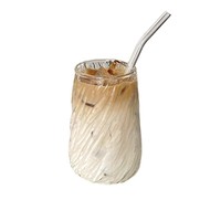 Tasse à café domestique grande capacité, pour boissons glacées, Americano, latte, eau, thé vert, résistante aux hautes températures, transparente, motif glacial, portable