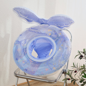 Anillo inflable con forma de sirena para niños, para uso en piscinas y parques acuáticos, con asas, para edades de 1 a 4 años, en colores rosa y azul. - Product Image 3