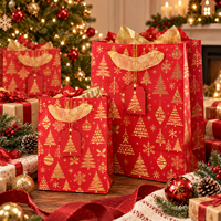 Sacs Cadeaux de Noël Premium en Carton Blanc Stratifié avec Poignées pour Cadeaux, Vente au Détail et Emballage de Fêtes Saisonnier
