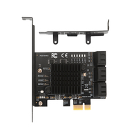 Tarjeta de Expansión SATA III a PCIe 3.0 X1 de 6 Puertos y 6 Gbps, SIN RAID, Adaptador Combinado PCI-E SATA3.0 con Conectores SATA Apilados