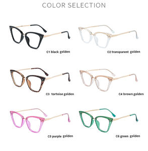 VisualMateトレンディな女の子フルリムキャットアイ特大オプティカルフレームTR90メタルアンチブルーライト処方メガネ - Product Image 5