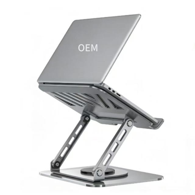Aspor A703 360° Rotating Metal Stand Metal Tablet Sturdy Adjustable Heat Dissipation Office Use Gray Desktop Computer Stand