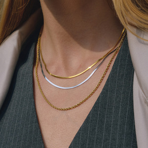 Fashion Layered Necklace Stainless Steel Multi Chain Gold Silver Tone Daily Wear Jewelry Geometric Design JDN0211143 <b>PS</b> - Product Image 3