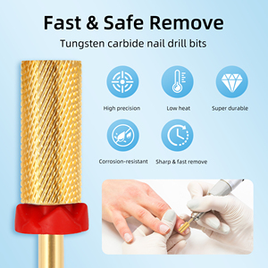 Factory Wholesale Classic Tungsten Carbide Nail Drill <strong>Bits</strong> Small Gold-Coated Barrel <strong>Bits</strong> For Hard Nail Polish Removal - Product Image 4