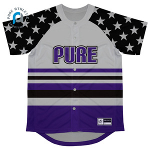PURE seragam Jersey bisbol Tim Pemuda, kemeja bisbol dengan nama nomor grosir kancing penuh - Product Image 4