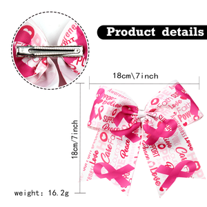 Sensibilisation au cancer du sein Cheer Bows pour filles Anticancer rose Ruban Cheveux Arcs Enfants Cheveux Accessoires pour la Journée internationale du sida - Product Image 5