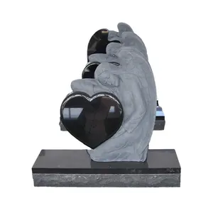 Cheap Black Granite Monument Guardian Angel Heart Statue Headstone