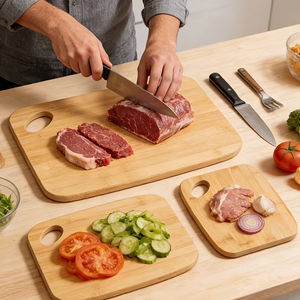 <span class=keywords><strong>Planche</strong></span> à découper en bambou carbonisé, facile à nettoyer, répondant à divers besoins pour le camping et la cuisine en plein air. - Product Image 2