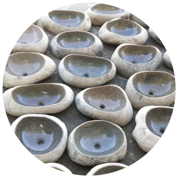 High Quality Bathroom Antique Low Price Natural River Stone Carved Hand Wash Vessel Sink Water Basin Lavabo Trough
