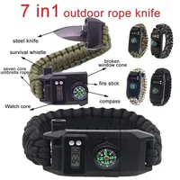 Bracelets de couteau en paracorde Anthrive pour le camping en plein air avec montre numérique, silex, allume-feu, sifflet, boussole