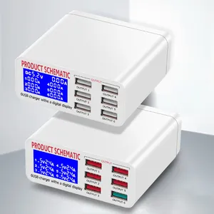 40W hızlı şarj 6-port USB cep telefonu şarj cihazı LCD ekran bağımsız sayı ekran gerilim ve akım çok girişli şarj cihazı