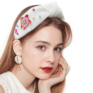 Nouveau bandeau décontracté pour femme avec perle unique taillée en diamant vert couleur rose écaille de tortue Accents accessoire de cheveux décontracté - Product Image 2