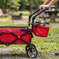 Chariot pliable à quatre roues avec auvent amovible pour le camping en plein air et les sorties en famille