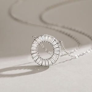 Eternal S925 sterling silver trapezoidal-cut daisy pendant necklace <b>gift</b> for her - Product Image 6