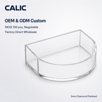 Plateau ouvert demi-rond en acrylique Calic, boîte de rangement transparente pour clés, stylos, petits objets, taille personnalisée, OEM, vente en gros