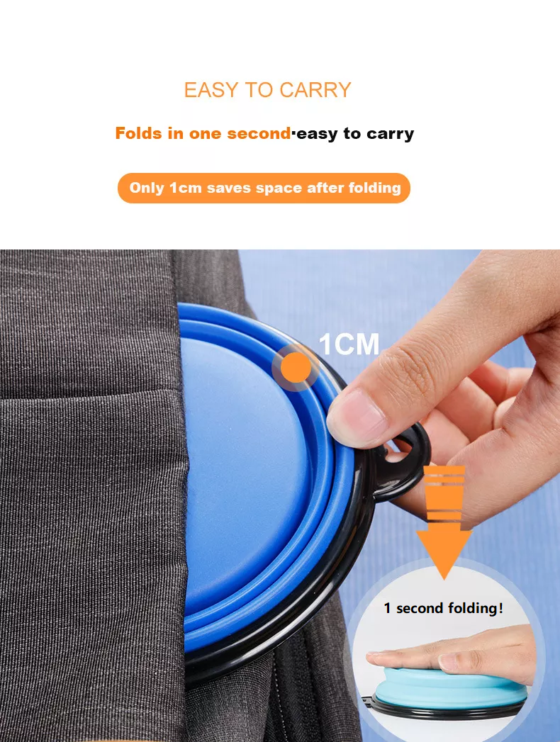 Custom Round Shape Collapsible Feeder Travel Cat Dog Water Food Pet Bowl