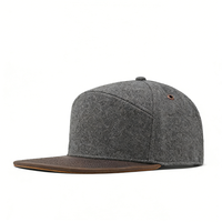 Casquette de baseball vintage en cuir d'hiver à l'arrière, avec œillets métalliques, 7 panneaux, visière plate bicolore, en laine d'agneau thermique, chaude, pour le golf