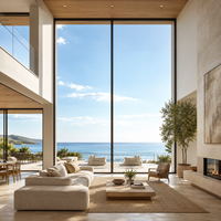 Mur de fenêtre en aluminium sur mesure ALUFRONT avec panneaux de verre expansifs pour villas de luxe et projets résidentiels contemporains
