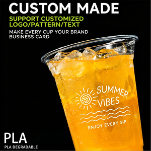 Vaso Reutilizable Rectangular <span class=keywords><strong>de</strong></span> Plástico PET Transparente para Llevar, <span class=keywords><strong>de</strong></span> 16 oz, con Asa y Tapa, Personalizado en PLA PET - Product Image 3
