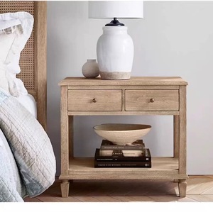 Commode vintage de style campagnard américain en bois massif, meuble de rangement simple en chêne ou en bois naturel pour chambre à coucher ou salon - Product Image 6