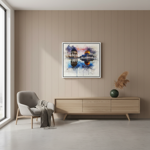 Modern Art Deco Al Aqsa Mosque <b>Canvas</b> Art Clear <b>Framed</b> Panels Printed Hanging Wall Decor - Product Image 3