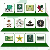 Autocollant décoratif de téléphone d'insigne d'emblème saoudien avec le palmier de date et le motif de cimeterre épingle en métal commémorative transfrontalière