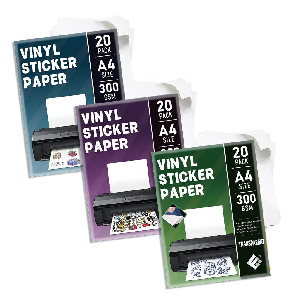 Groothandel Fanyi Zelfklevend Voor Printer Matte Waterdichte Film Glossy Pet Vinyl Inkjet Blank Transparant Sticker Papier A4