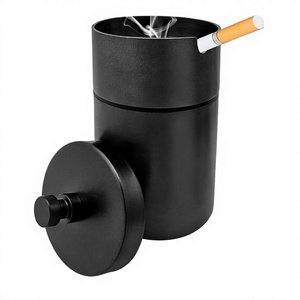 Cenicero Portátil Desmontable Ohleats Shabby Chic de Acero Inoxidable, Antihumo y Antiodor, para Auto/Vehículo (Negro) - Product Image 1