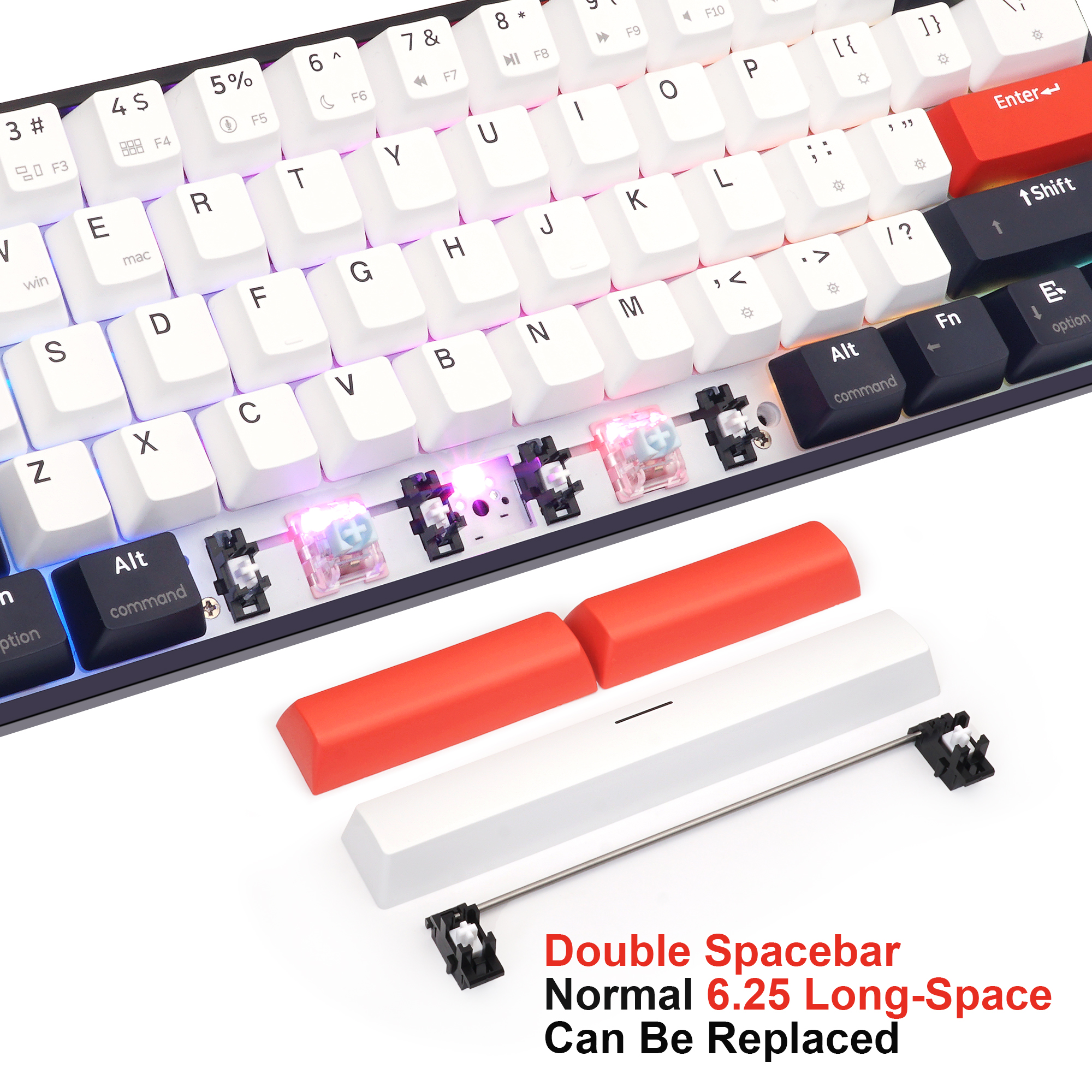 Skyloong GK61 QMK Mechanical Keyboard - Open Source & Pink Switches