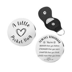 Llavero de Acero Inoxidable Uionen con Grabado, Moneda de la Suerte, Regalo Conmemorativo para Familiares, Amantes, Relaciones a Distancia - Product Image 2