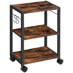 Printer stand, 3-tier under-<b>desk</b> trolley with storage <b>shelf</b>, heavy-duty printer table with wheels for office use. - Product Image 1