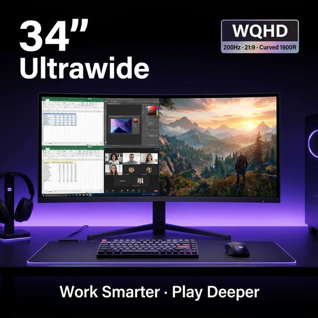 34 Inch Curved WQHD 200Hz Ultrawide Gaming Monitor | OEM/ODM | Wholesale | Private Label