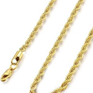 Durable Fashion Gift 18K Gold Plated <b>Rope</b> Chain Stainless Steel Hip Hop Jewelry Thin Link <b>Thick</b> Twisted Necklace for Women Men - Product Image 3