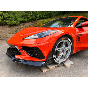 For 2020-2023 Chevrolet Corvette C8 Z51 STG 2 Door Car Front Bumper Lip Spoiler Splitter Winglet Carbon Fiber Style ZR1 Style - Product Image 2