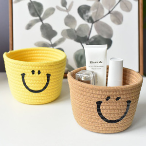 Cotton <b>rope</b> woven desktop key <b>storage</b> <b>basket</b>, handmade cross-border miscellaneous items organizer box, pure handmade rattan - Product Image 1