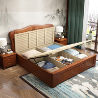 Lit double avec tiroirs spacieux, direct usine, style simple, meuble de rangement multi-espaces, lit moderne en bois pour chambre à coucher chinoise