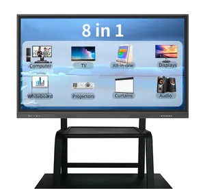 Papan pintar tampilan interaktif 75 "98", papan pintar papan tulis interaktif pintar untuk sekolah 55 nich rapat mengajar kustom